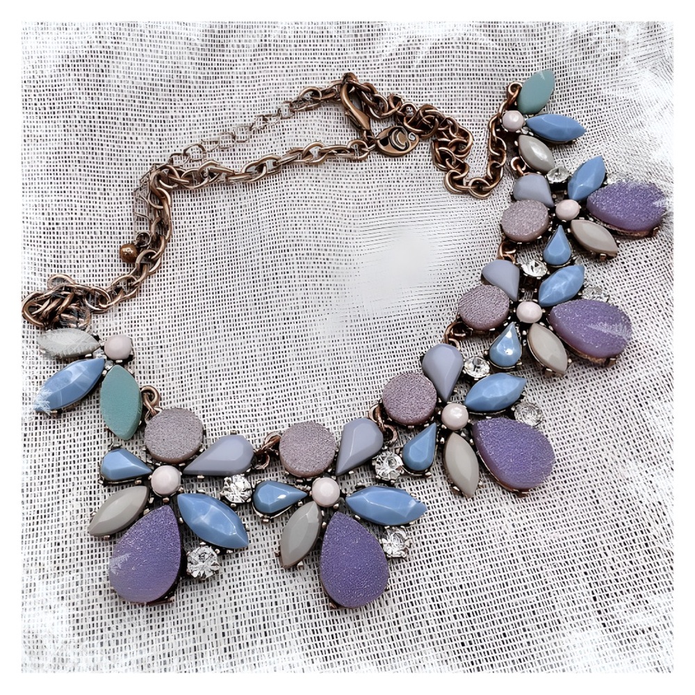 J Crew Statement Necklace.  Charming Pastel Colors and Texture Stones